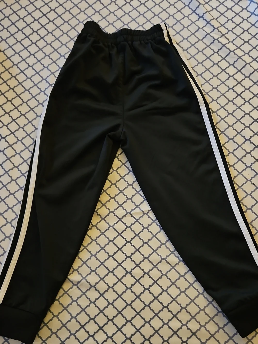 Adidas Kids Black Track Pants with White Stripe Size 5